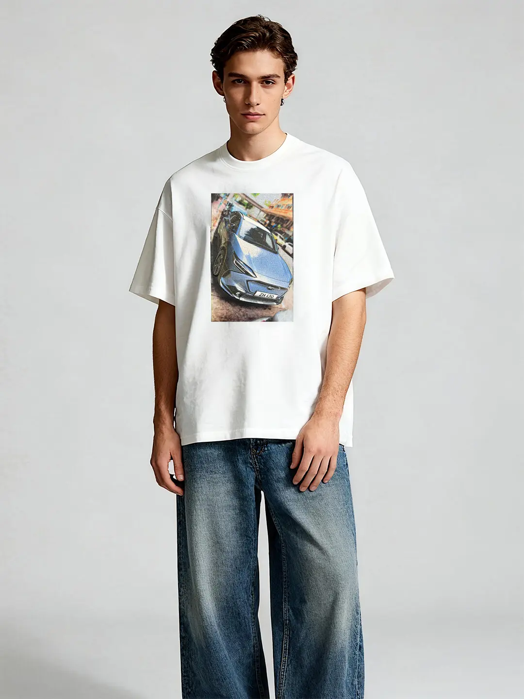 Car Portrait Embroidered Tee - Front Chest/Back - hover view Car Portrait Embroidered Tee - Front Chest/Back - hover view