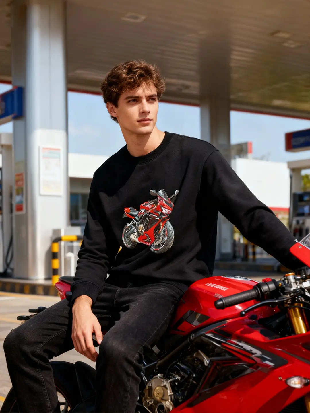 Embroidered Car Sweatshirt - Front Chest/Back Embroidered Car Sweatshirt - Front Chest/Back