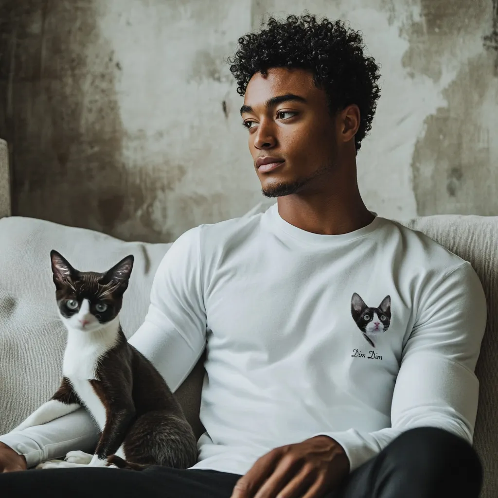 Custom Pet Embroidered LS T-Shirt - Left Chest - hover view Custom Pet Embroidered LS T-Shirt - Left Chest - hover view