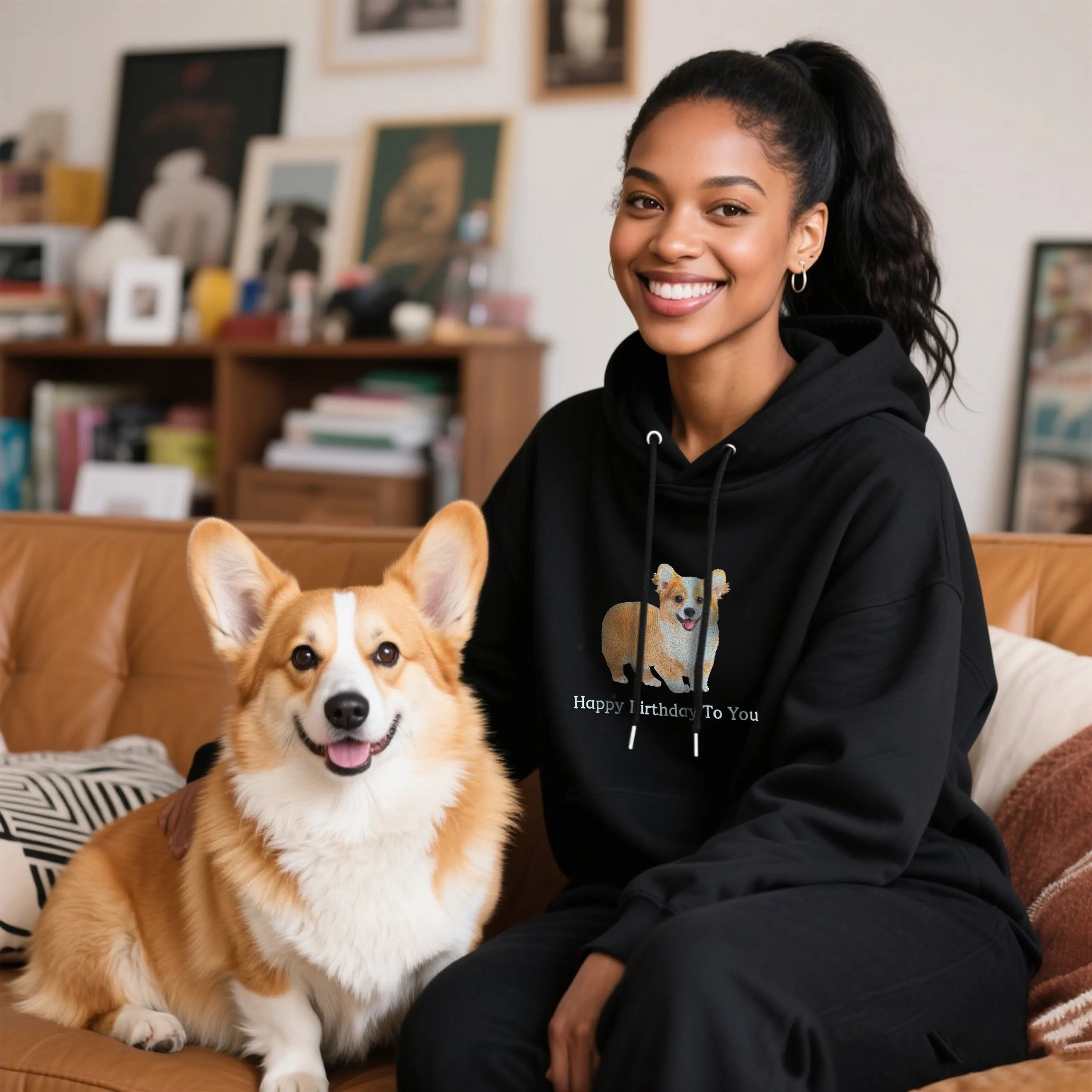 Custom Pet Embroidered Hoodie - Front Chest/Back - hover view Custom Pet Embroidered Hoodie - Front Chest/Back - hover view