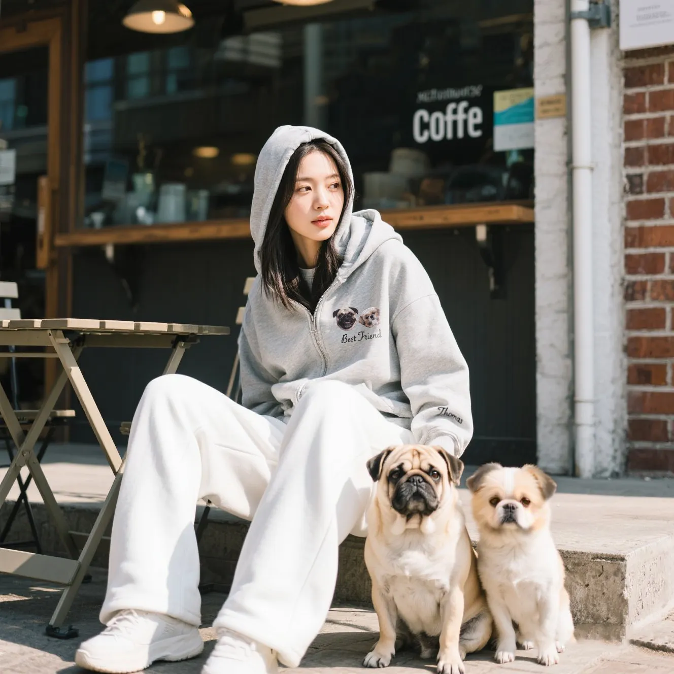 Custom Pet Embroidered Zip Hoodie - Left Chest - hover view Custom Pet Embroidered Zip Hoodie - Left Chest - hover view