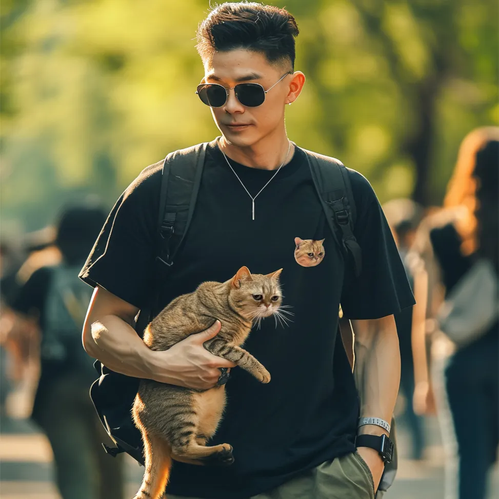 Custom Pet Embroidered T-Shirt - Left Chest - hover view Custom Pet Embroidered T-Shirt - Left Chest - hover view