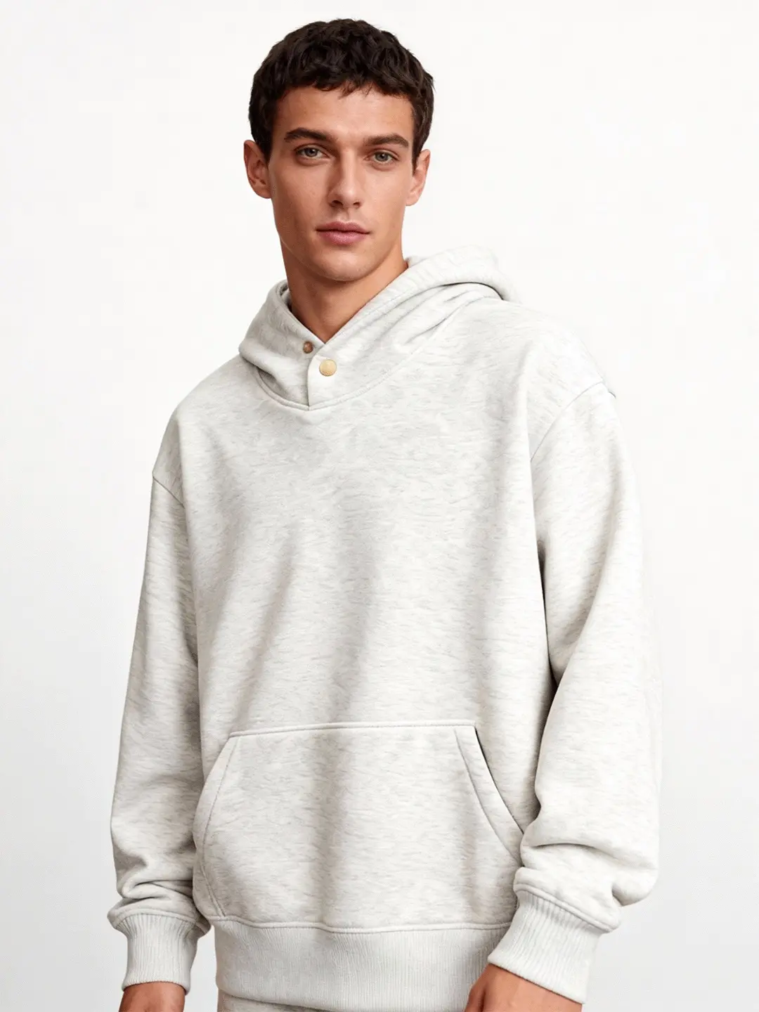 Unisex Two-Button Placket Hoodie Unisex Two-Button Placket Hoodie