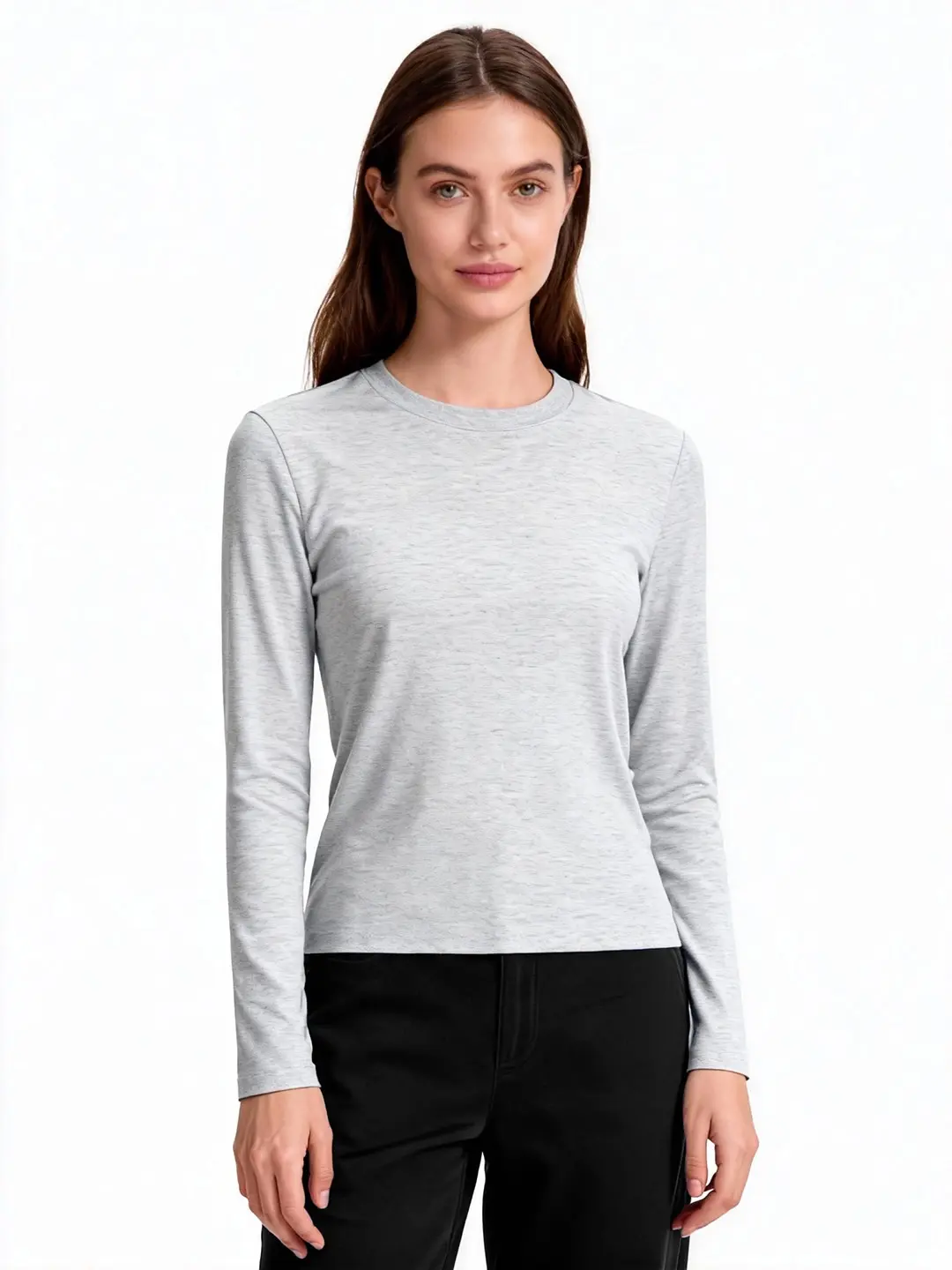 Women’s Long-Sleeve Classic Fitted T-Shirt – Slim Fit - hover view Women’s Long-Sleeve Classic Fitted T-Shirt – Slim Fit - hover view