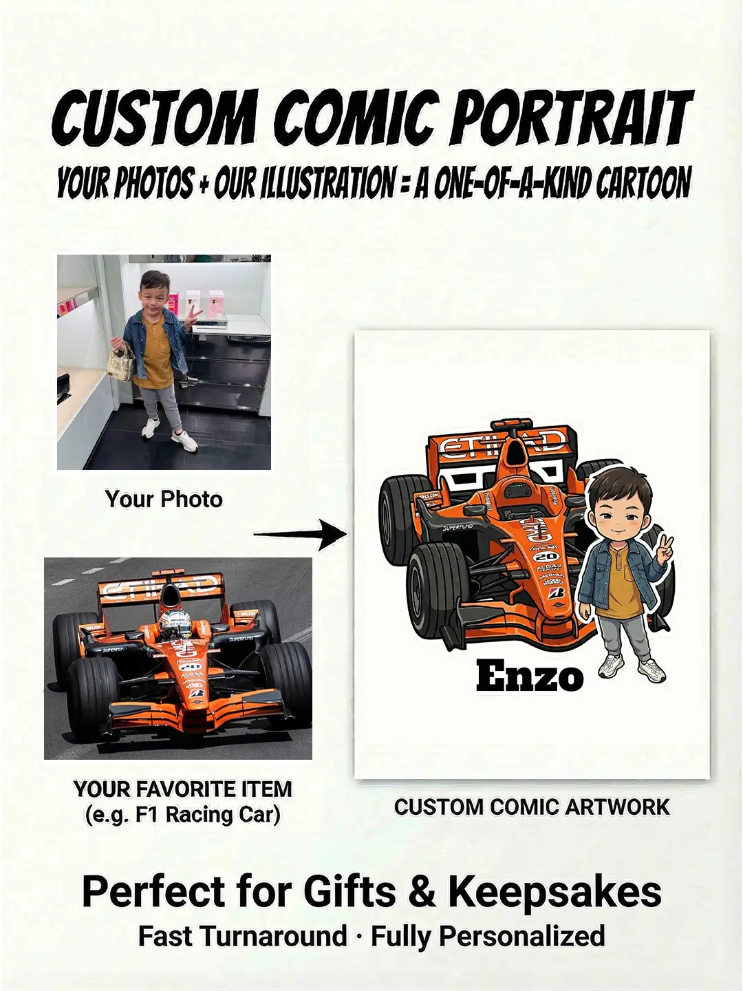 Custom Cartoon Kids Clothing | Personalized Portrait Apparel - hover view Custom Cartoon Kids Clothing | Personalized Portrait Apparel - hover view